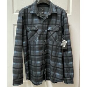 Union SEA WA Men's Fleece Shirt Jacket‎ Sz L  Blue Plaid 100% Polyester Shacket